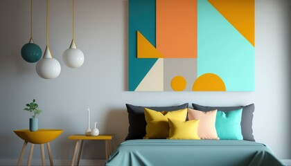 Modern room interior background, room mock up in modern style	
