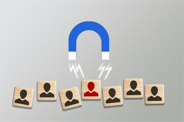 Magnet selects customer. Target audience concept