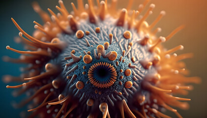 closeup virus, covid, genetics, DNA, generative ai