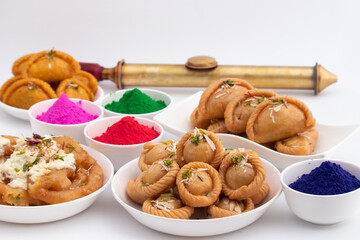 Chandrakala Gujia Mithai Also Called Suryakala Gujiya, Pirukiya, Pirukia, Pedakiya, Karanji, Basundi Gughra Made Of Suji Ghee Stuffed With Mawa Khoya Chasni Mava Khoa For Deepawali, Teez, Holi, Teej