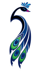 Fototapeta premium Peacock Luxury Logo Monoline Classic. Decortion for card design. Abstract sign for mug,t-shirt,phone case. Ideal for printing, posters, textiles.
