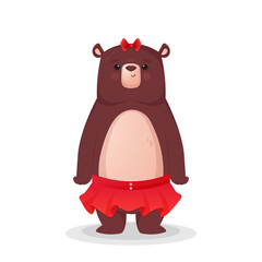 Cute little bear in a skirt