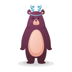 Cute bear with horns on his head
