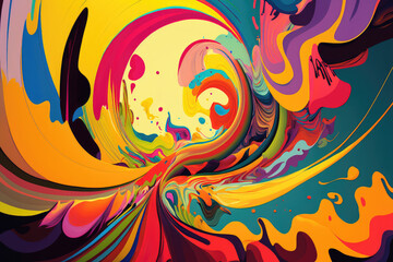Colorful Abstract Background, A vibrant and dynamic mixture of bright hues and flowing lines come together in a fluid and rhythmic composition.  
