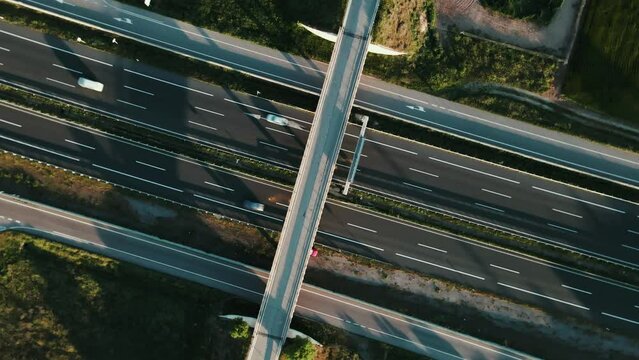 Video of drone views of cars passing on the highway