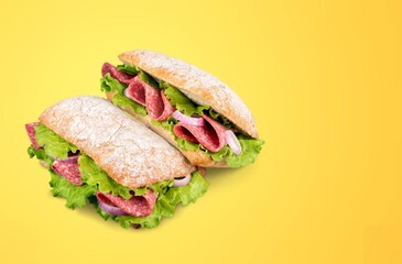 Set of tasty fresh toasts with bread.