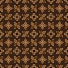Brown floral and geometric luxury pattern. Stylish fashion fabric design.