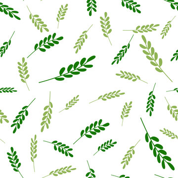 Green olive brunches seamless pattern on white Background. Olive Branch Illustration. Green olives branch with leaves as symbol of peace. Olive branches background. Design element.