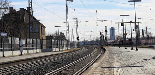 Fototapeta na wymiar railroad journey rails sleepers contrast line construction silhouette