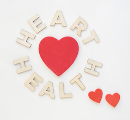 Red Hearts with Wood Heart Health Words