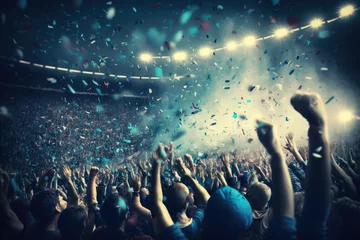 Foto op Aluminium Stadium filled with enthusiastic fans cheering on their favorite team during a sports game with confetti raining down, generative ai © aicandy