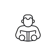 Man reading book linear icon. Thin line customizable illustration. Contour symbol. Vector isolated outline drawing. Editable stroke