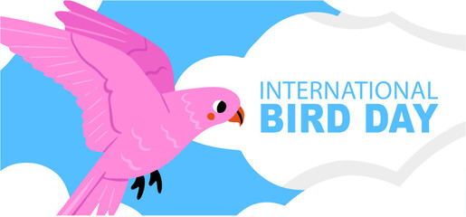 International Bird Day Vector Illustration. Suitable for greeting card poster and banner. Vector illustration of beautifulpink parrots 