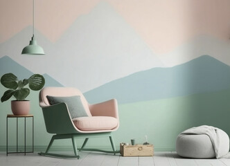 Pastel modern living room