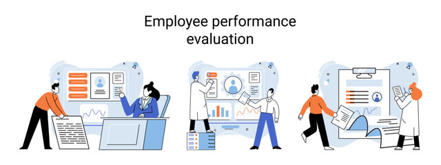 Business concepts human resourses HR department, increasing employee engagement, worker performance evaluation. Personal staff training for business development, motivation for evolution of initiative