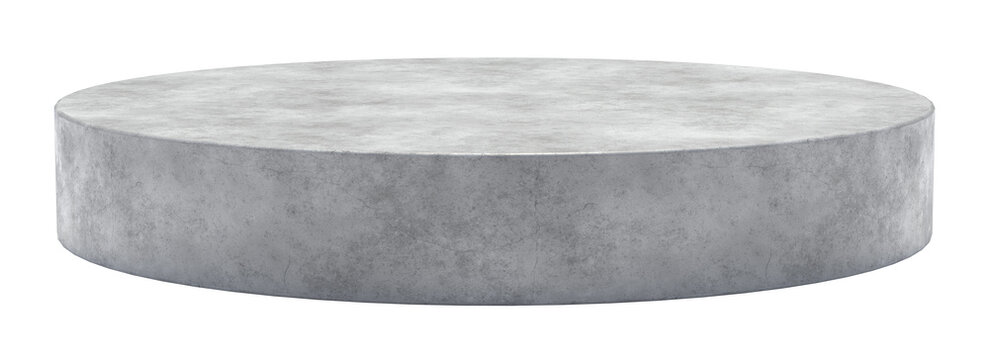 Gray concrete stone podium for product placement isolated on transparent background