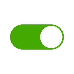 On Off Green Switch Button Toggle Slider Icon Set. Vector Image.