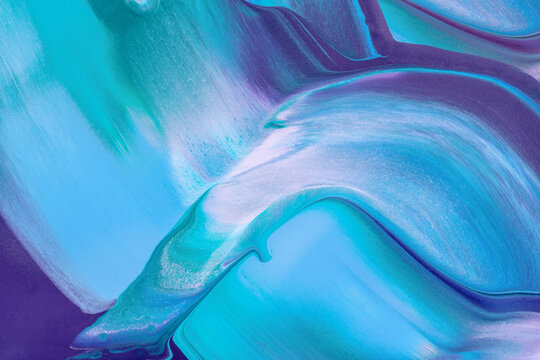 Mint Lilac Purple Abstract Paint Stroke Fluid Liquid Pastel - Powered by Adobe
