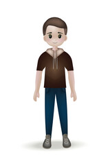 A young man, cartoon 3d charater. Casual style, trendy people vector illustration. 