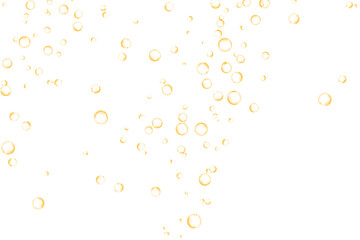 Golden air Bubbles, oxygen, champagne crystal clear isolated on white background modern design. Vector illustration of EPS 10.
