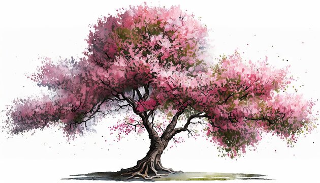Cherry tree watercolor generative AI