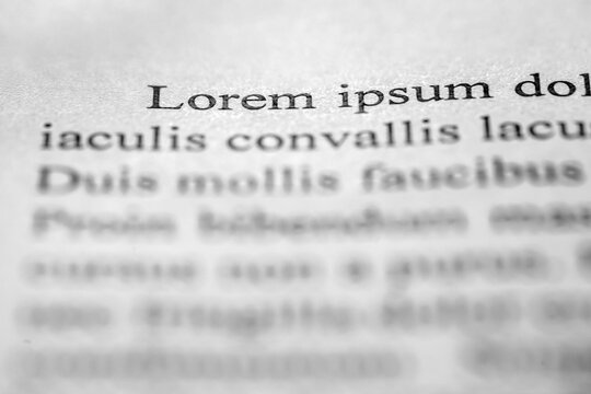 Lorem Ipsum On Printed On Paper, Sample Document Beginning Of Paragraph Of Text, Selective Focus