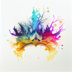 Colorful line art fantasy crown. Generative AI