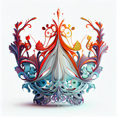 Colorful line art fantasy crown. Generative AI