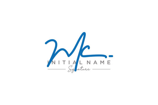 Initial MC signature logo template vector. Hand drawn Calligraphy lettering Vector illustration.