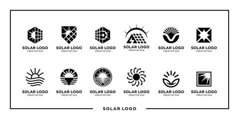 Solar logo bundle creative black and white.