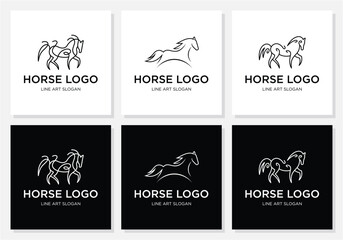 Horse logo bundle line art style.
