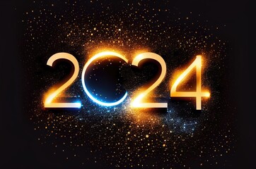 Happy New Year Celebration 2024 Rainbow Backdrop Generative AI