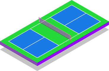 Pickleball court isometric diagram. - 574082563