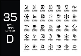 Technology logo bundle letter D.