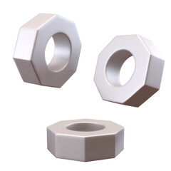 Realistic Hex nuts screw 3d. Vector illustration