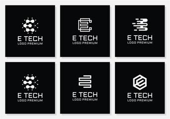 Technology logo bundle letter E.