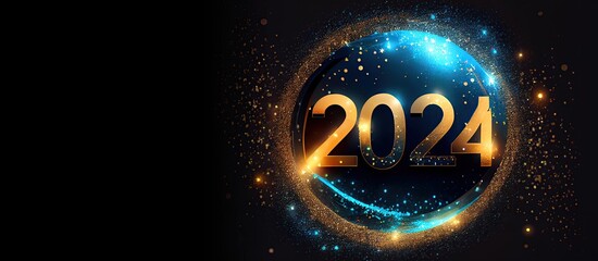 Happy New Year 2024 Colorful Banner Generative AI - obrazy, fototapety, plakaty