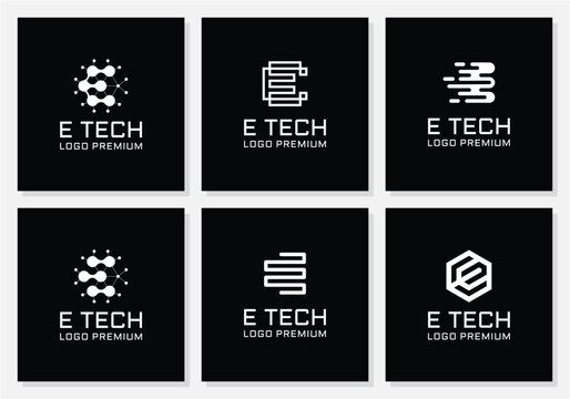 Technology logo bundle letter E.