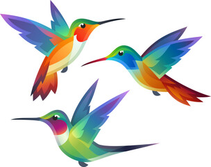 Obraz na płótnie Canvas Stylized Birds - Hummingbirds in flight