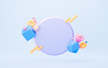 Abstract 3D circle backdrop for cosmetic product. Geometric background with copy space. 3d rendering illustration.