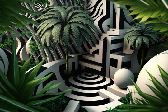 Marble Madness In The Jungle, Maze Generative AI	