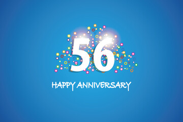 56th anniversary on blue background