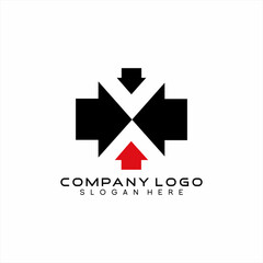 Four arrows logo design forming letter X.