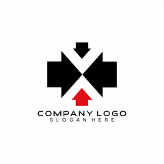 Four arrows logo design forming letter X.