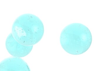 Sky blue liquid clear balls under white background. 3D illustration. 3D CG.