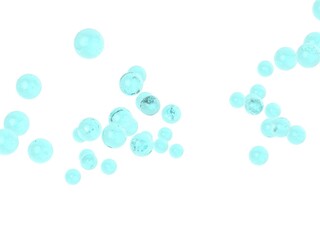Sky blue liquid clear balls under white background. 3D illustration. 3D CG.