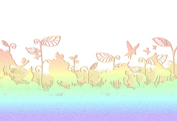 虹色シルエット動物