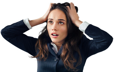 Fototapeta premium Shocked Businesswoman with Hands on Head - Isolated