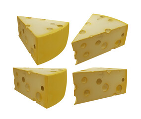 3d rendering of a piece of cheese with a hole in perspective view