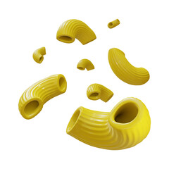 3d rendering of macaroni food perspective view